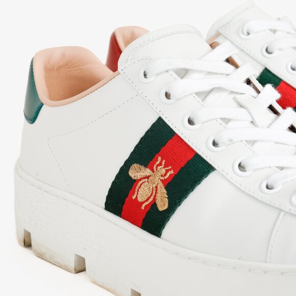 Gucci Ace White Leather Platform Sneakers - Picture 7 of 12
